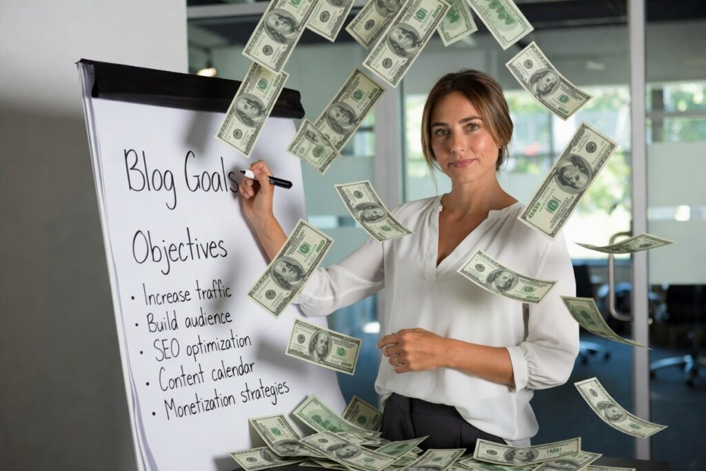 Blog goal setting is ultimately about paving the way for making money. 
